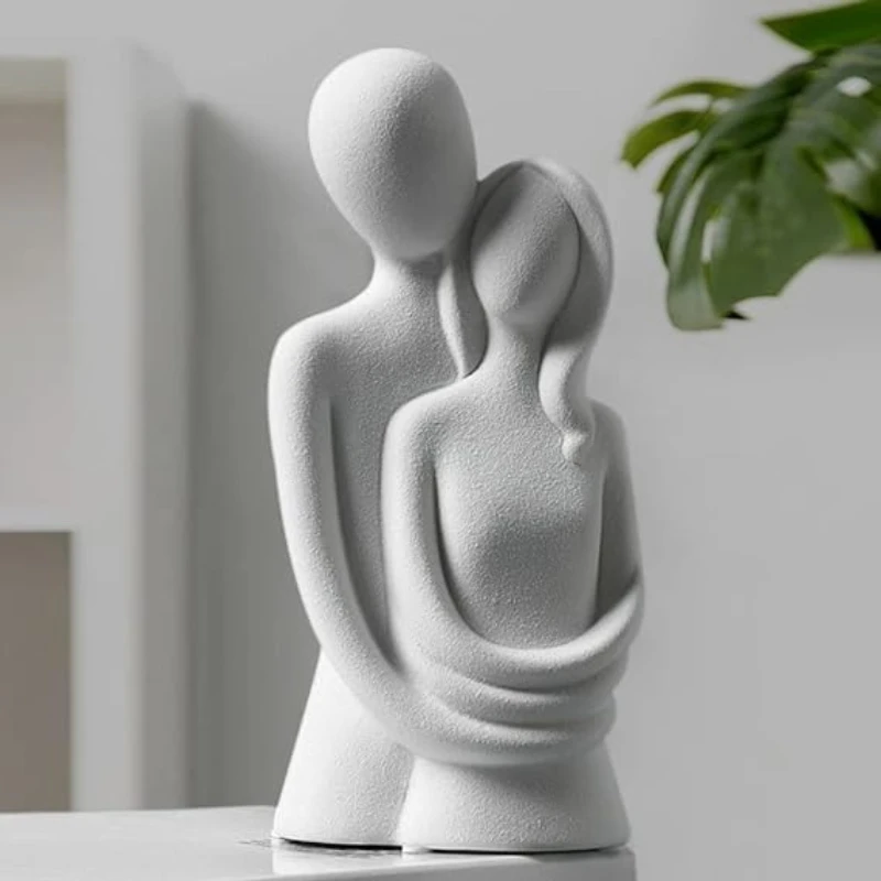 EternalBond Modern Ceramic Couple Sculpture - Minimalist Art Decor