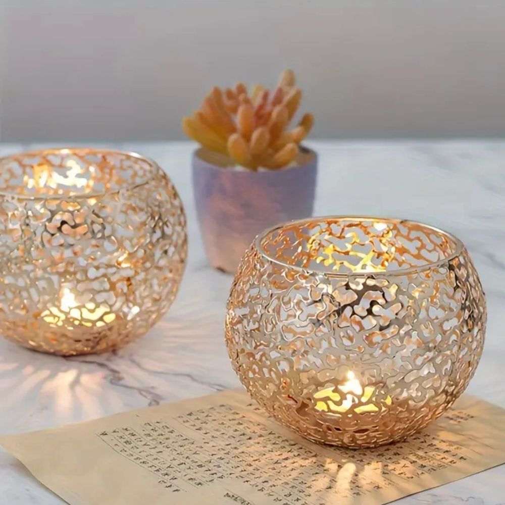 Modern Geometric Decor - Metallic Candle Holder for Ambient Lighting