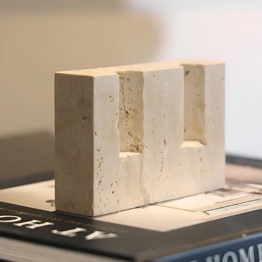 Natural Modern Decor - Dual Candle Holder in Travertine Stone