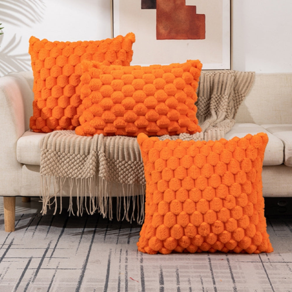 3D Plush Cushion Cover – Soft Weave Design