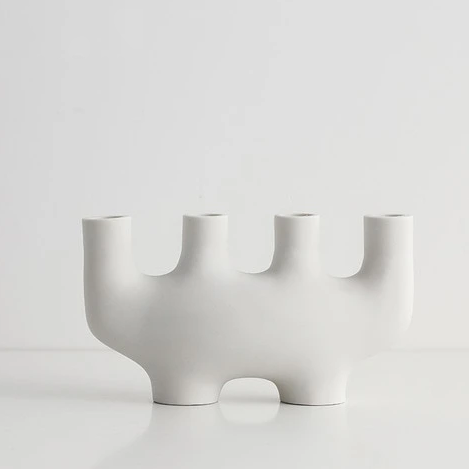 Modern Minimalist Matte White Candle Holders – Abstract Design for Home Decor