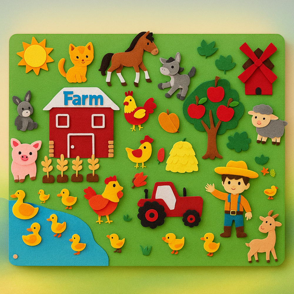 Interactive Felt Board for Kids - Wall Art Learning Display