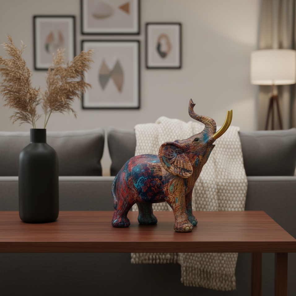 Urban Spirit Elephant Figurine - Artistic Resin Home Accent