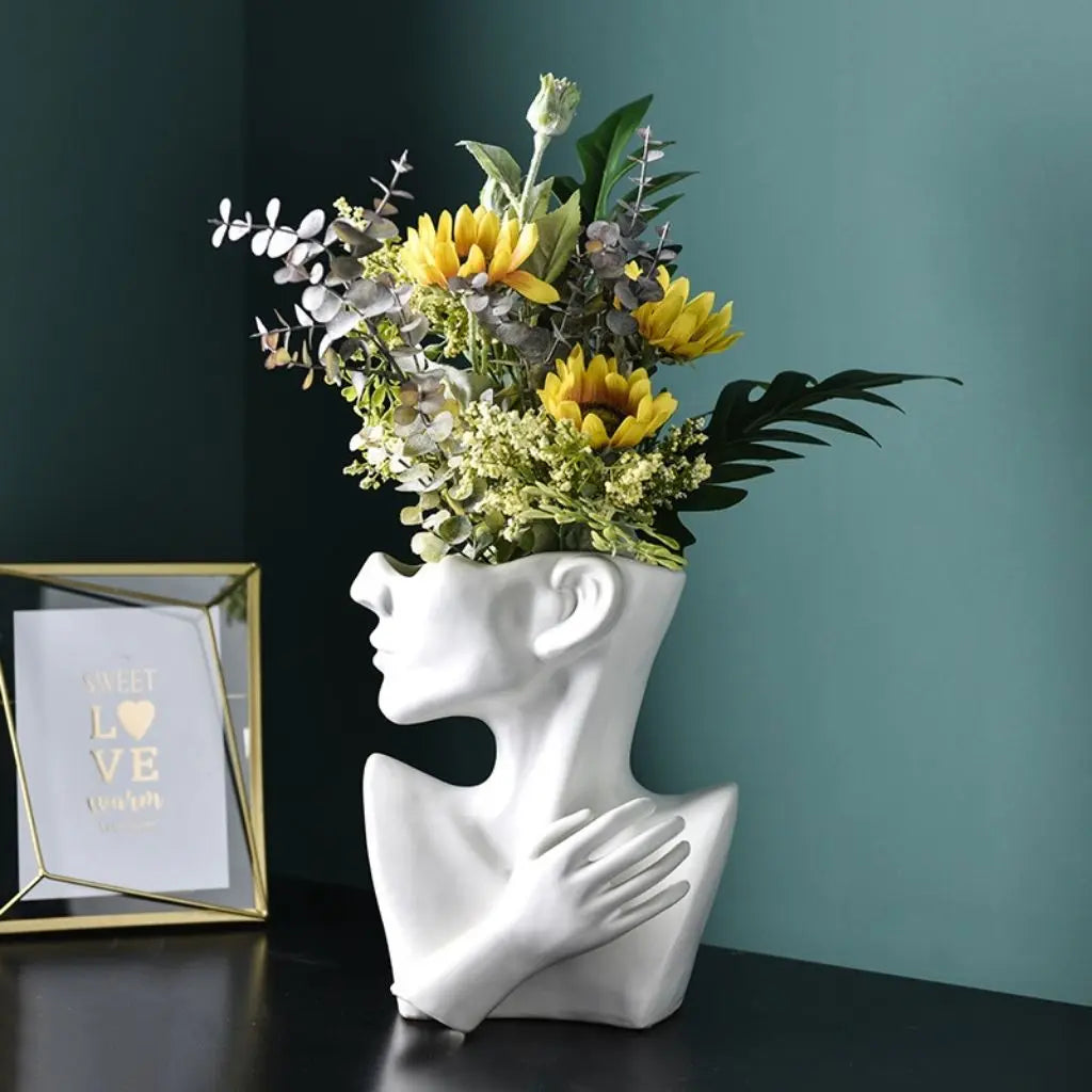 Contemporary Head-Shaped Decorative Vase
