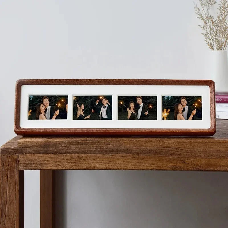 Elegant Natural Wood Triple Photo Frame for Desktop Use
