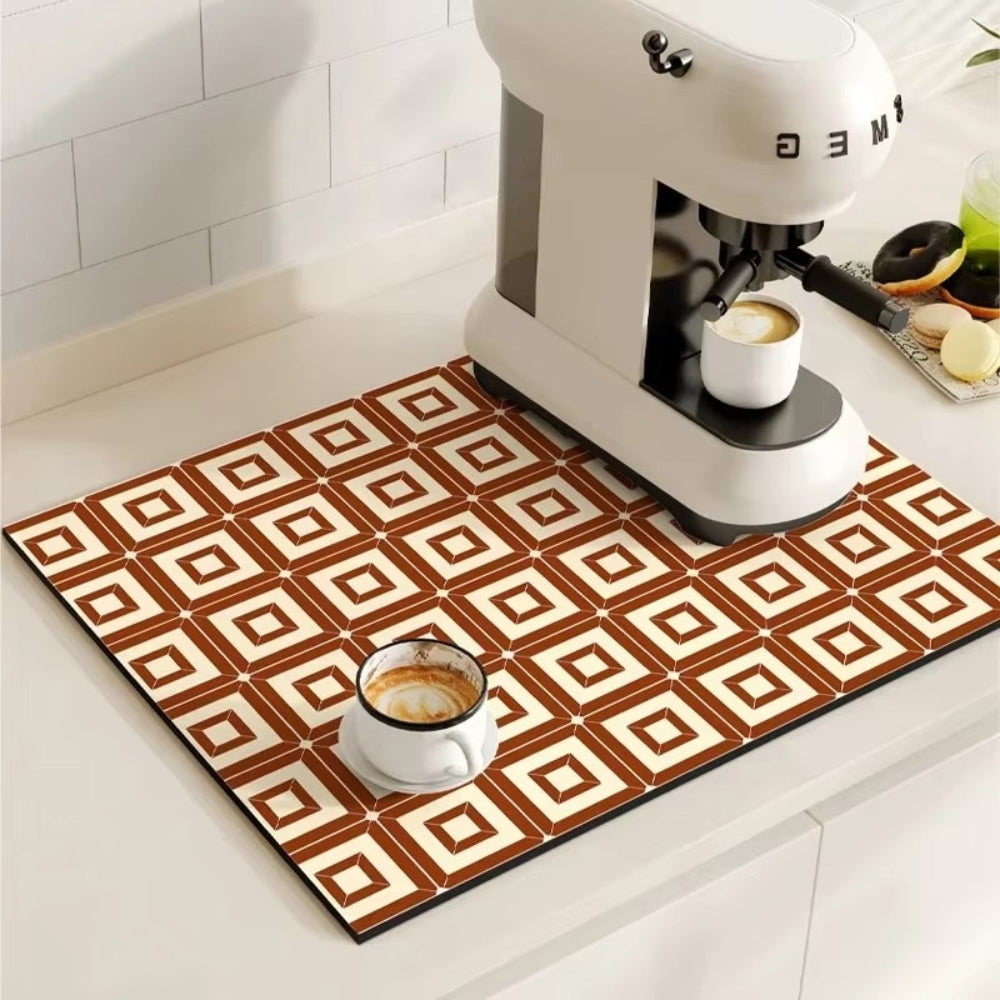Absorbent Coffee Mat in Vintage Design - Essential Kitchen Accessory