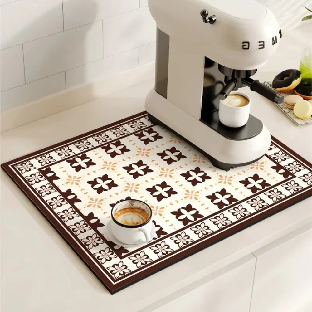 Absorbent Coffee Mat in Vintage Design - Essential Kitchen Accessory