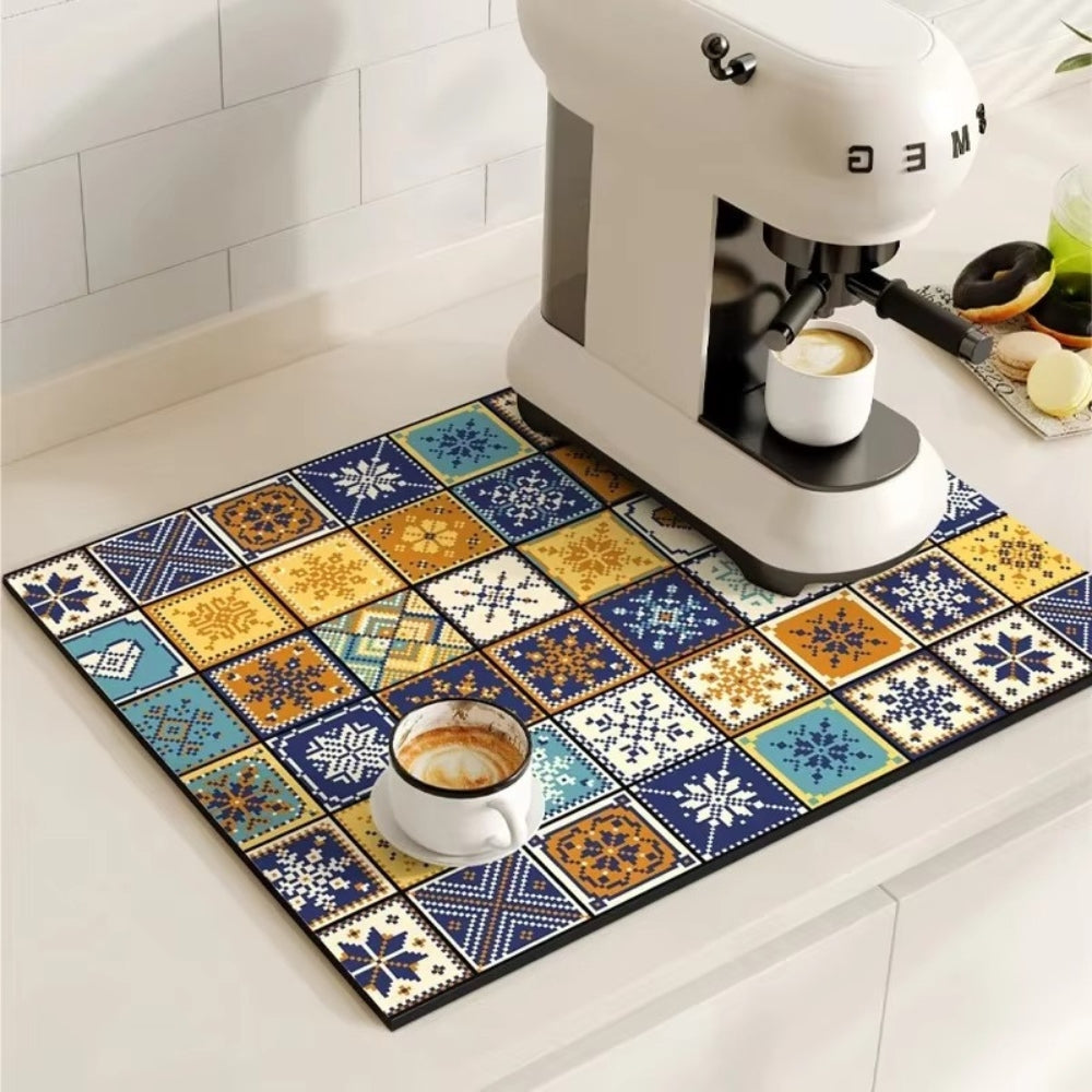 Absorbent Coffee Mat in Vintage Design - Essential Kitchen Accessory