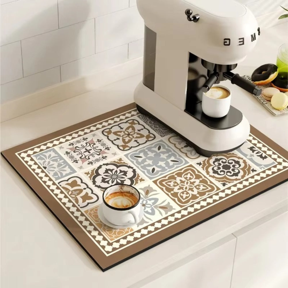 Absorbent Coffee Mat in Vintage Design - Essential Kitchen Accessory