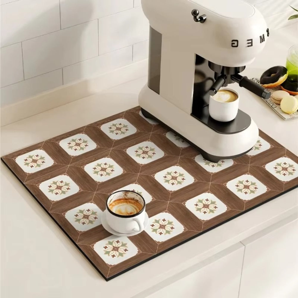 Absorbent Coffee Mat in Vintage Design - Essential Kitchen Accessory