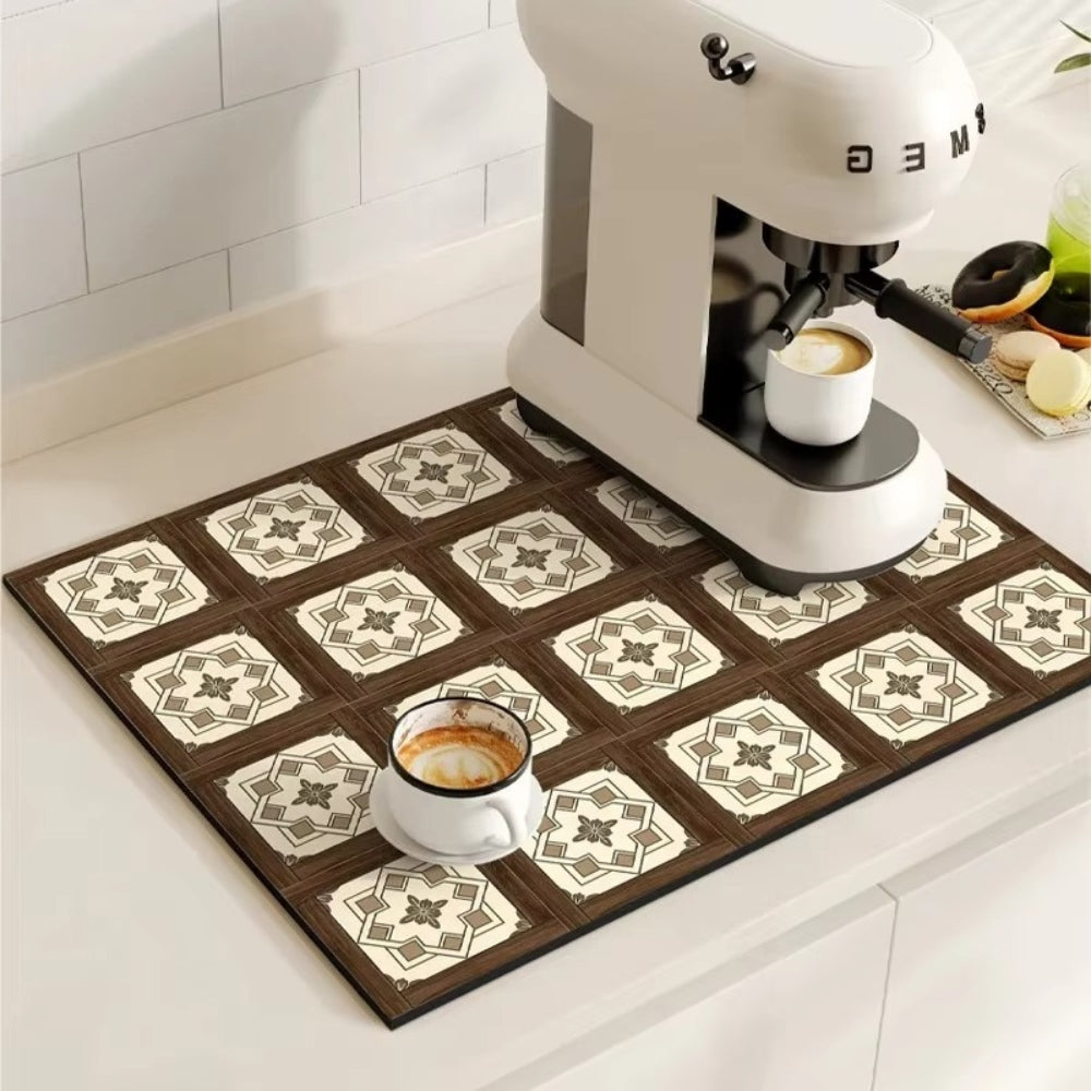 Absorbent Coffee Mat in Vintage Design - Essential Kitchen Accessory