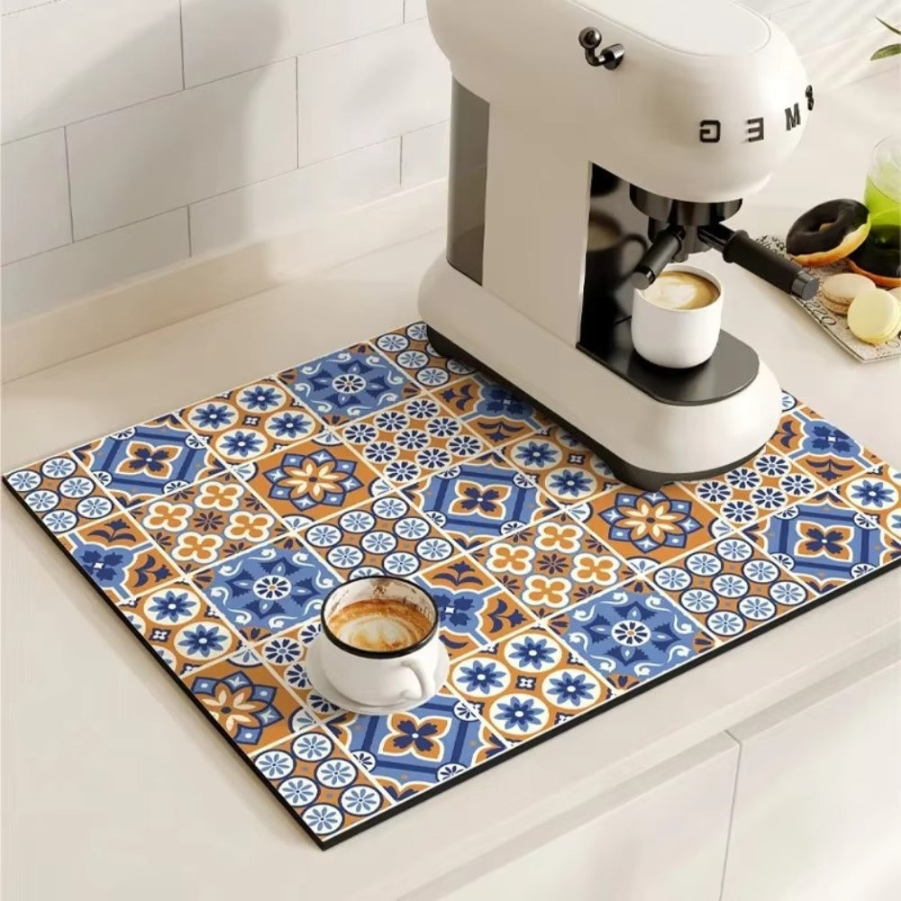 Absorbent Coffee Mat in Vintage Design - Essential Kitchen Accessory