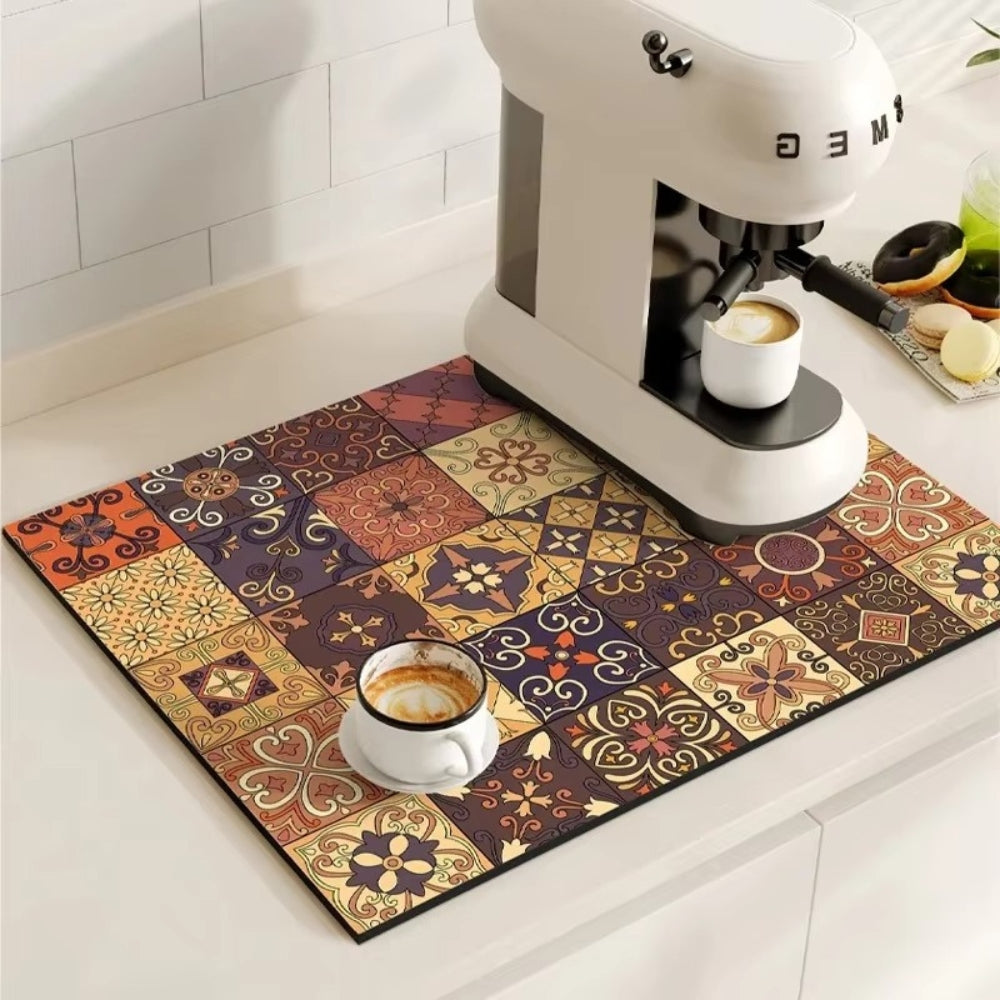 Absorbent Coffee Mat in Vintage Design - Essential Kitchen Accessory