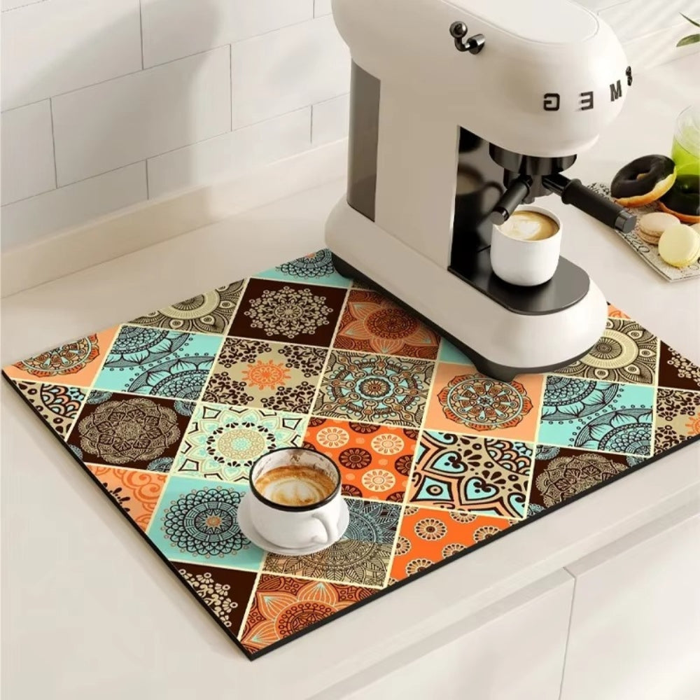 Absorbent Coffee Mat in Vintage Design - Essential Kitchen Accessory