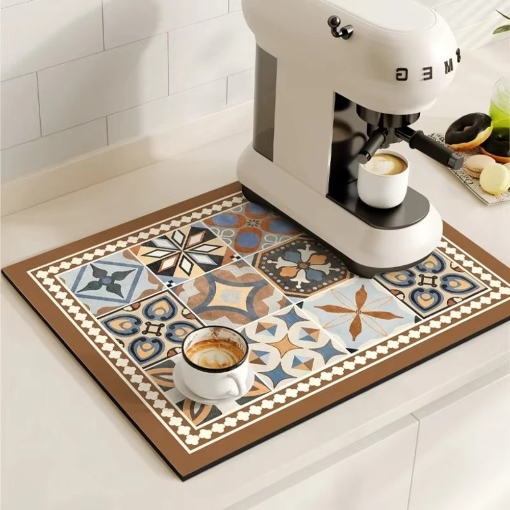 Absorbent Coffee Mat in Vintage Design - Essential Kitchen Accessory
