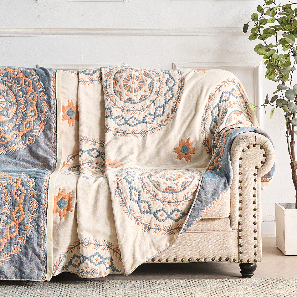 100% Cotton Boho Mandala Throw Blanket (Machine Washable)