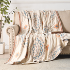 100% Cotton Boho Mandala Throw Blanket (Machine Washable)