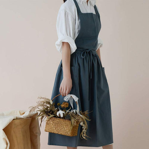100% Cotton Cross-Back Apron With Pockets