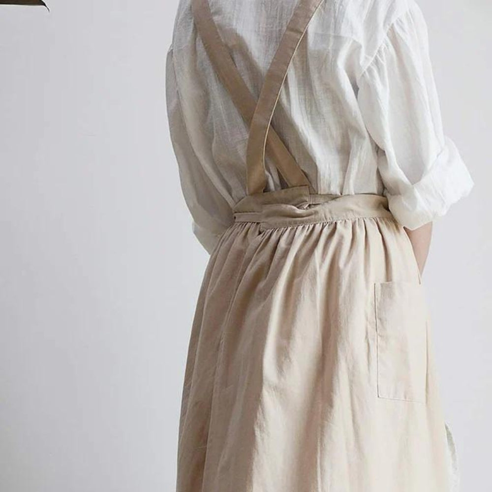 100% Cotton Cross-Back Apron With Pockets
