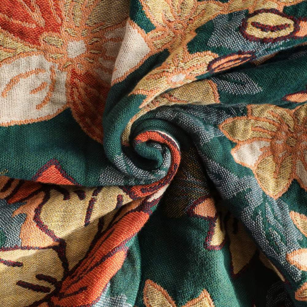 100% Cotton Double Gauze Tassel-Edged Throw Blanket