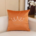 Accent Pillow Velvet Embroidered Crown Machine Washable