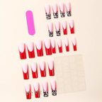 Acrylic Nail Extensions Leopard Print Red Tips