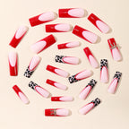 Acrylic Nail Extensions Leopard Print Red Tips