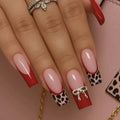 Acrylic Nail Extensions Leopard Print Red Tips
