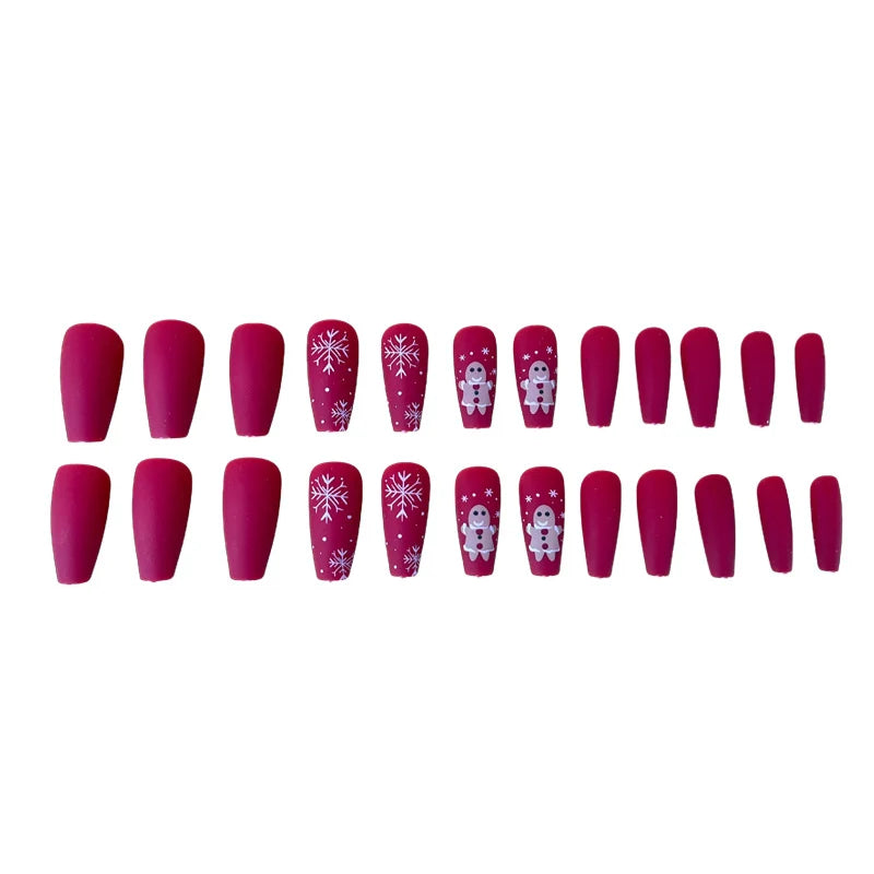 Acrylic Nail Extensions Long Jelly-Style Snowflake Designs