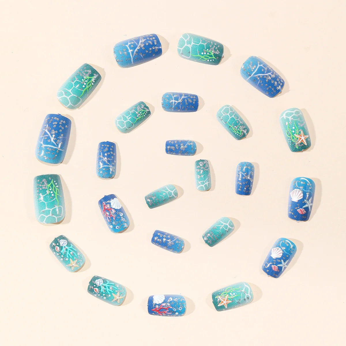 Acrylic Nail Set Ocean-Inspired Tips & Tools