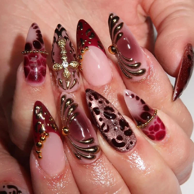Artificial Nail Set 24-Piece Patterned Adhesive Strips