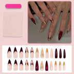 Artificial Nail Set Gold Accented Reusable & Waterproof