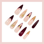 Artificial Nail Set Gold Accented Reusable & Waterproof