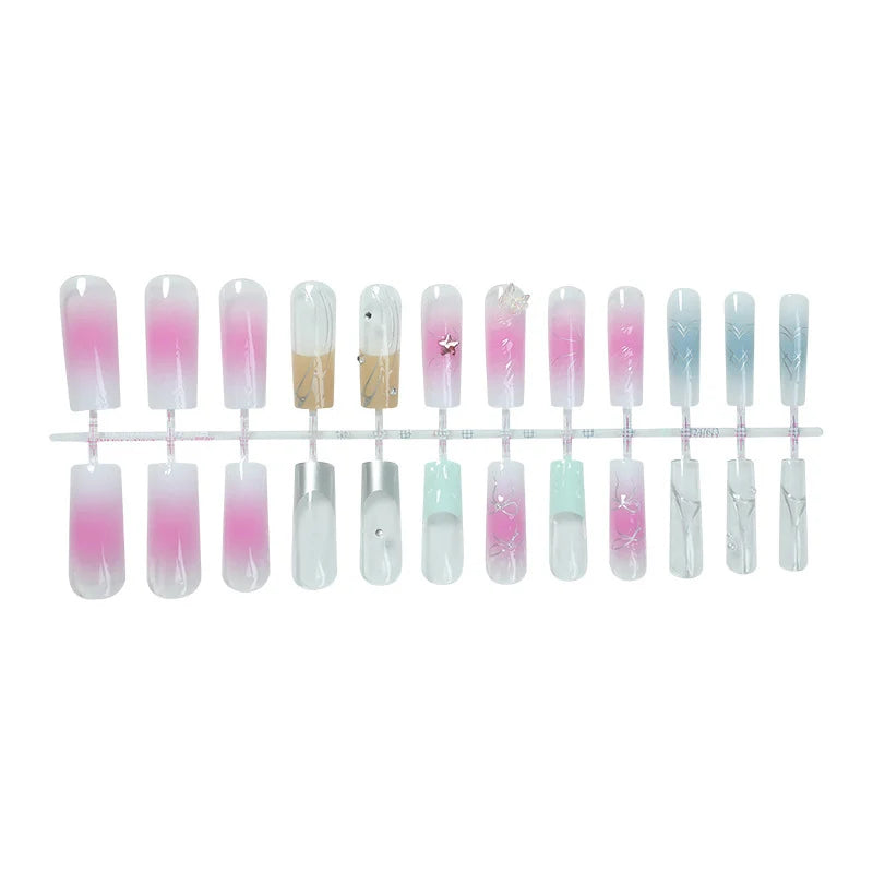 Artificial Nail Set Gradient & 3D Design 20-Piece Set