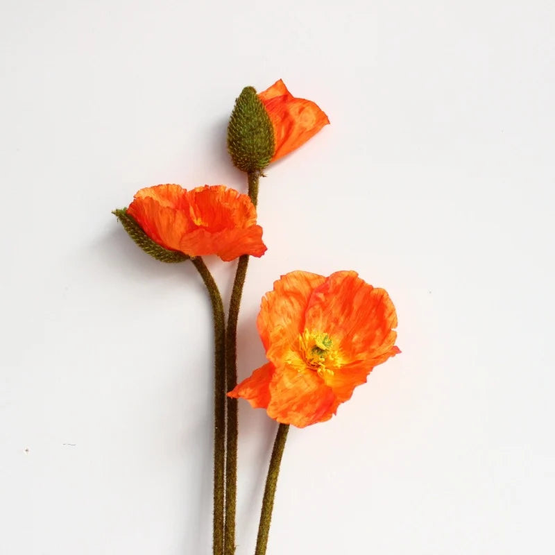 Artificial Poppy Stem Realistic & Flexible 30 Inch