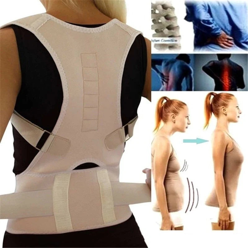 Back Brace Magnetic Posture Support Adjustable Fit & Breathable Fabric