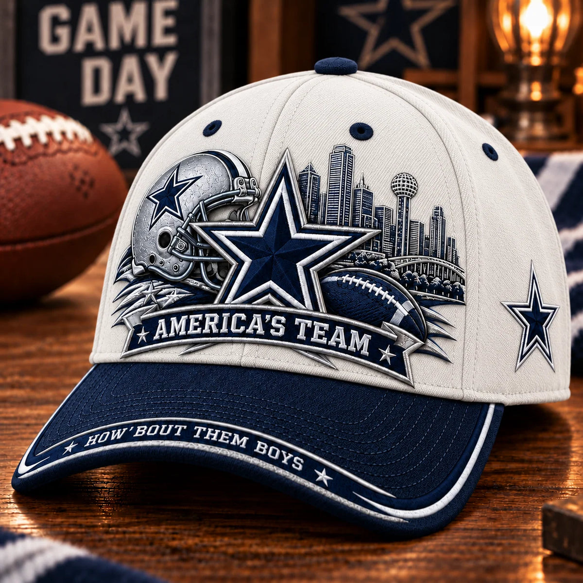 Baseball Cap Football Graphic Adjustable Strap