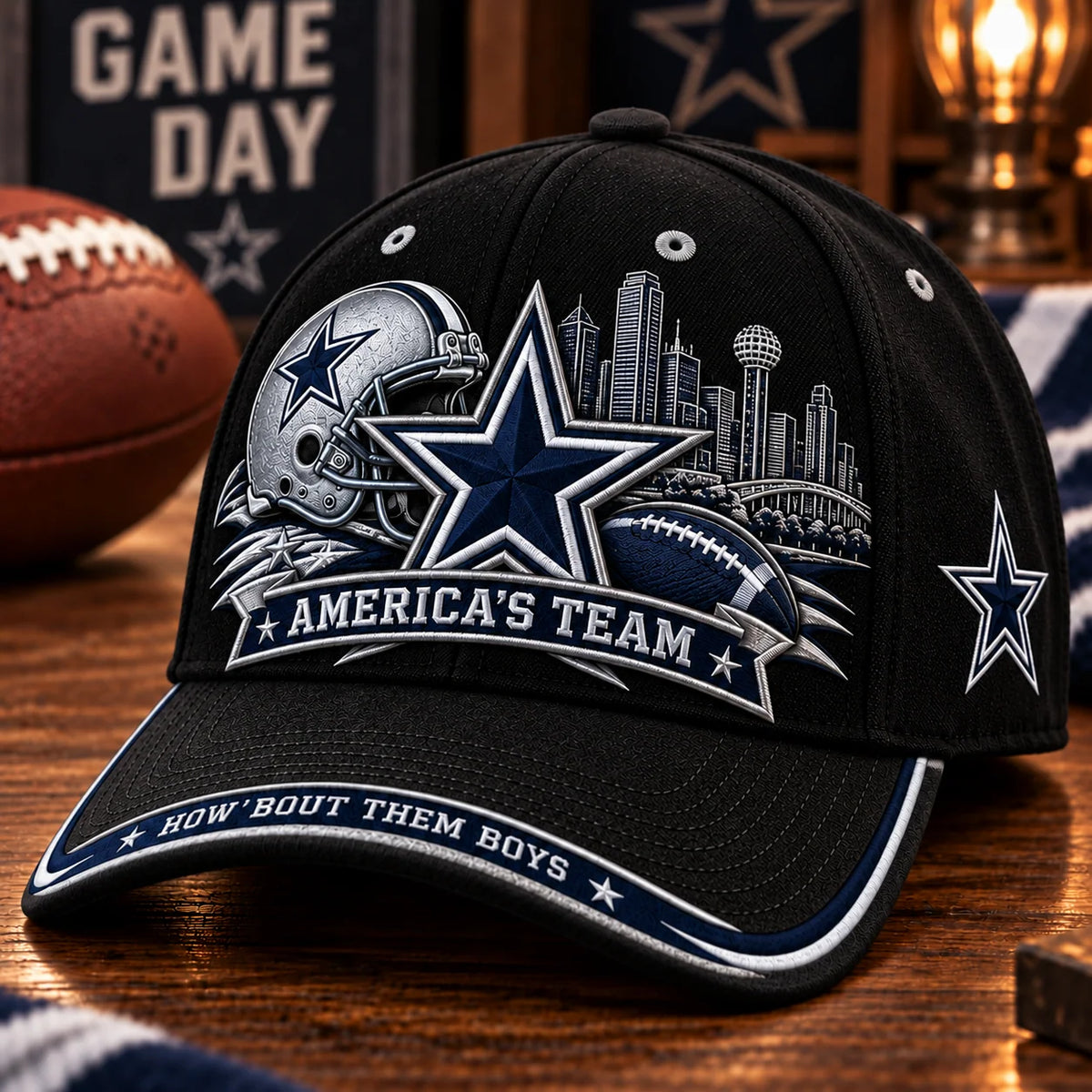 Baseball Cap Football Graphic Adjustable Strap