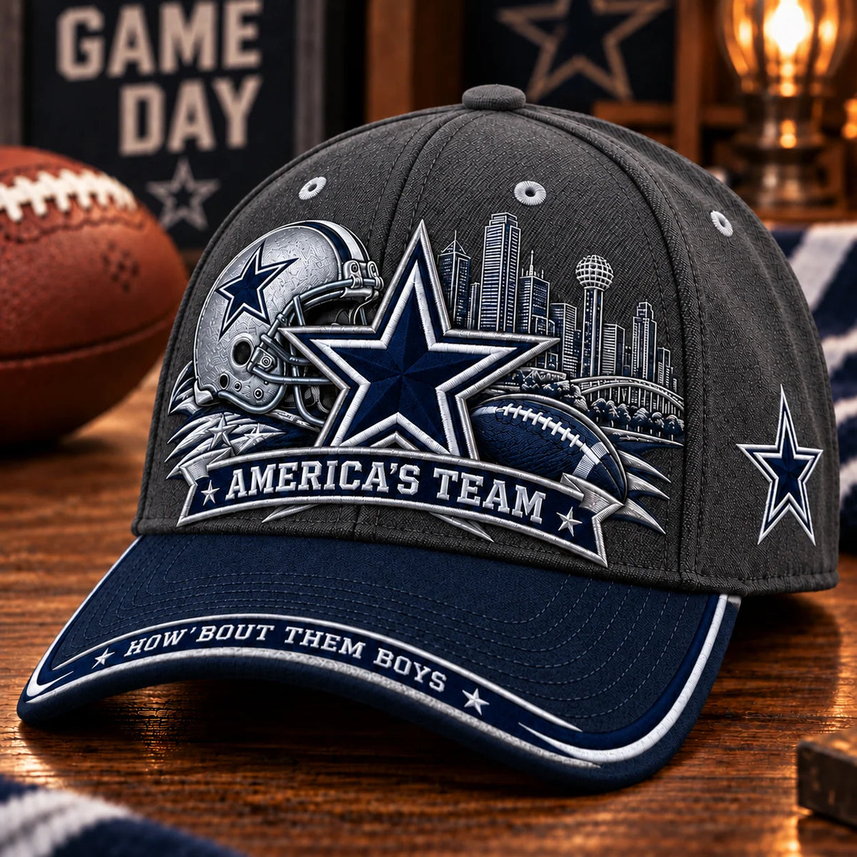 Baseball Cap Football Graphic Adjustable Strap