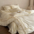 Bedding Set 100% Cotton Lace & Ruffle 4 Piece