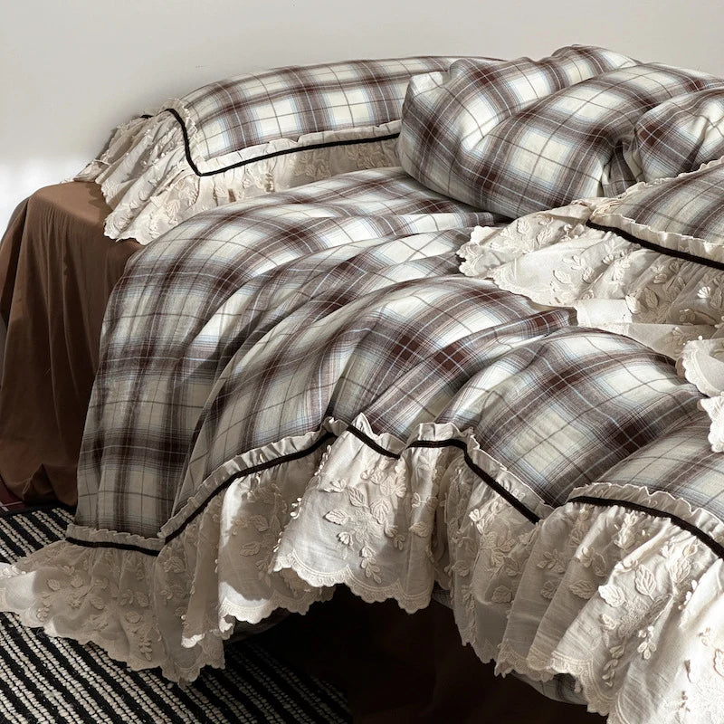 Bedding Set Cotton Percale Breathable Embroidered Ruffle