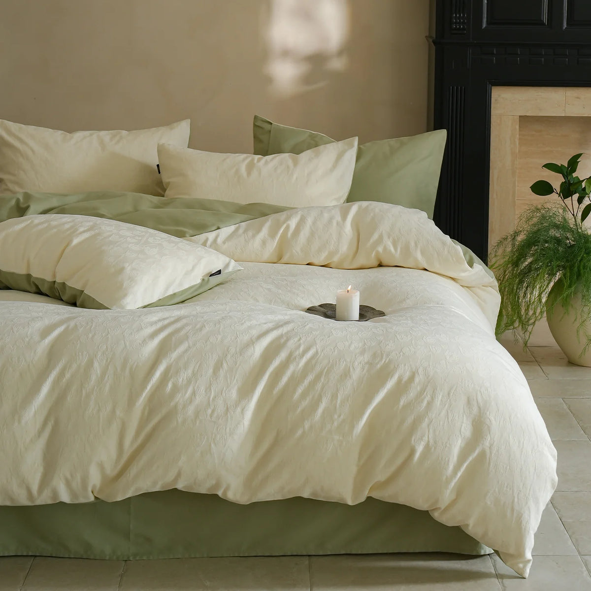 Bedding Set Cotton Satin Subtle Jacquard Machine Washable