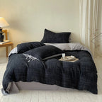 Bedding Set Reversible Cotton Satin Textured Cross Pattern