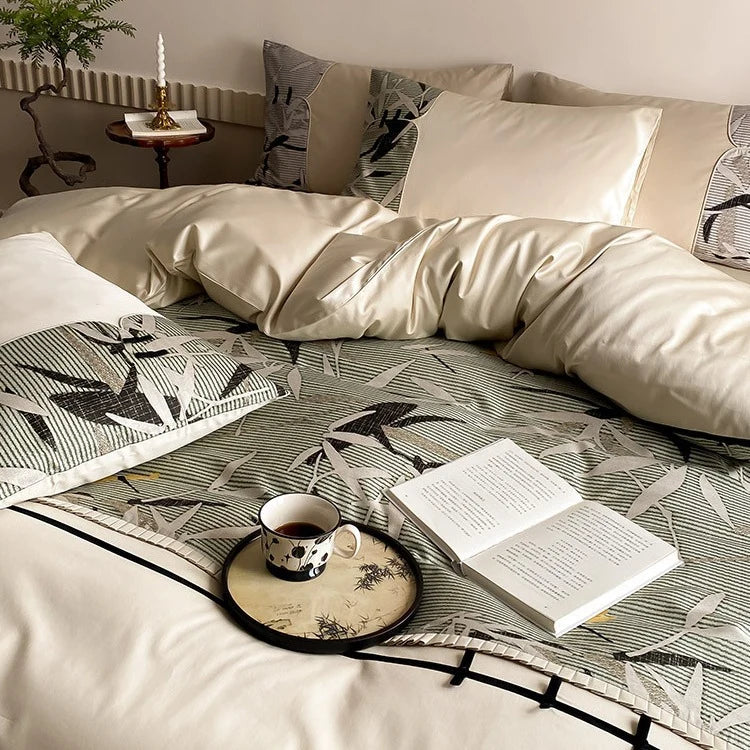 Bedding Set Reversible Satin Quilted Hidden Zipper