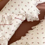 Bedding Set Soft Cotton Floral Ruffle Concealed Zipper