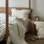 Bedding Set Washed Linen-Cotton Breathable Edge Ruffle