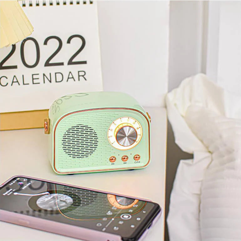 Bluetooth Speaker Retro Design Portable Handle 8-Hour Playback