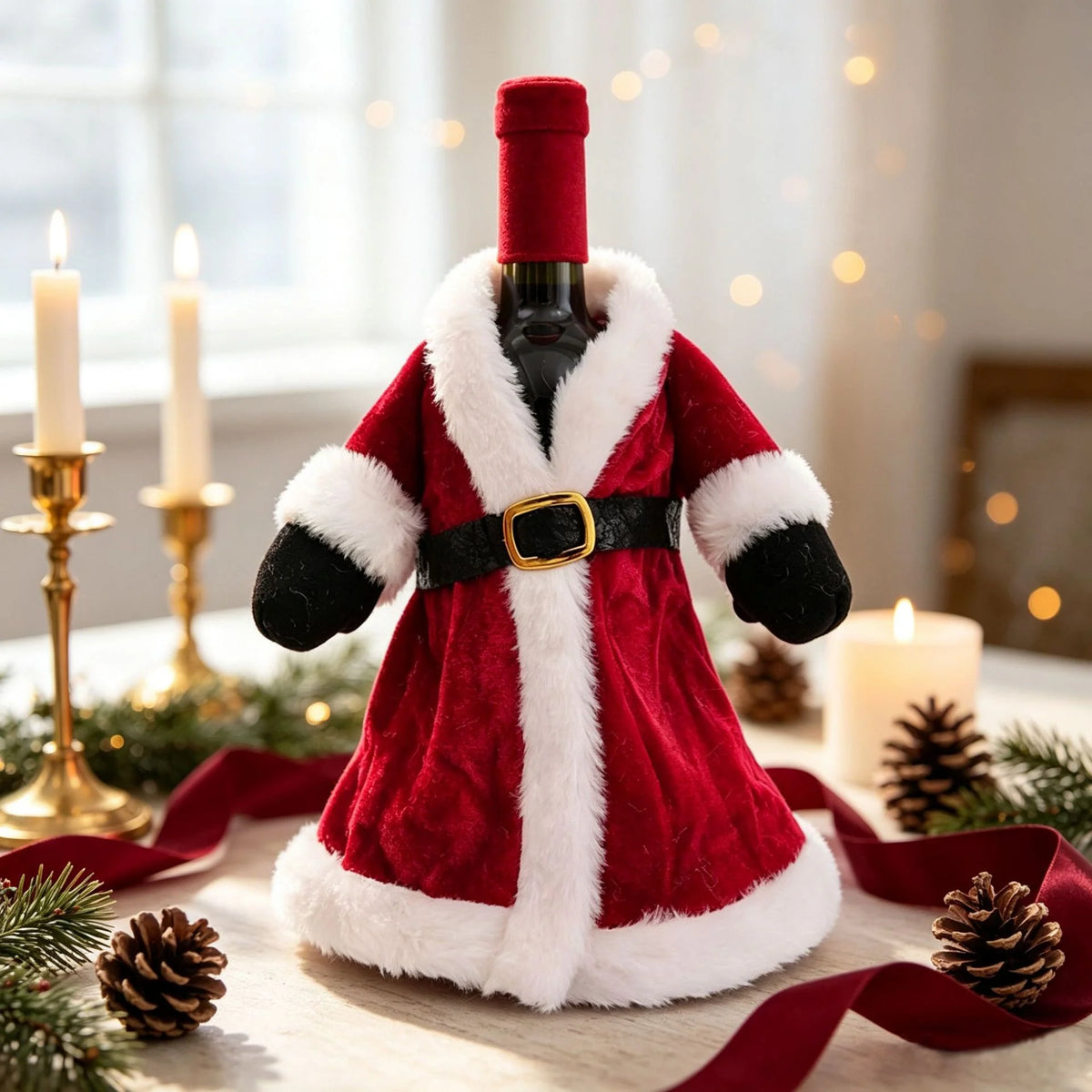 Bottle Cover Santa Design Fits Standard Bottles
