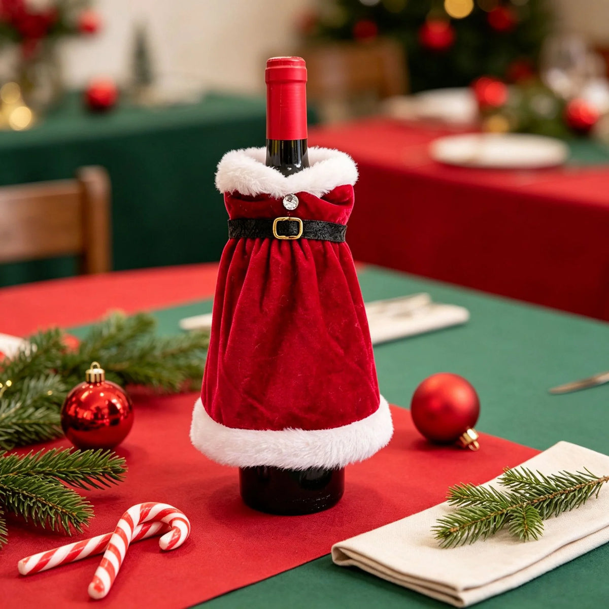 Bottle Cover Santa Design Fits Standard Bottles