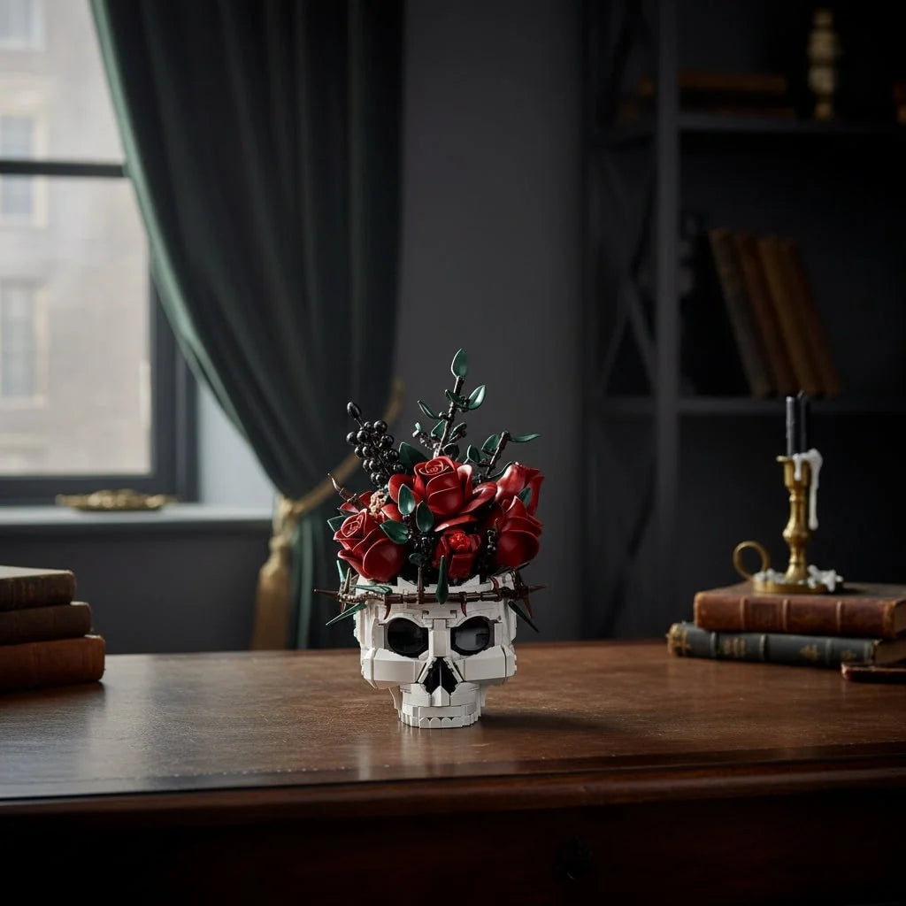 Building Block Set Gothic Skull Shelf Decor